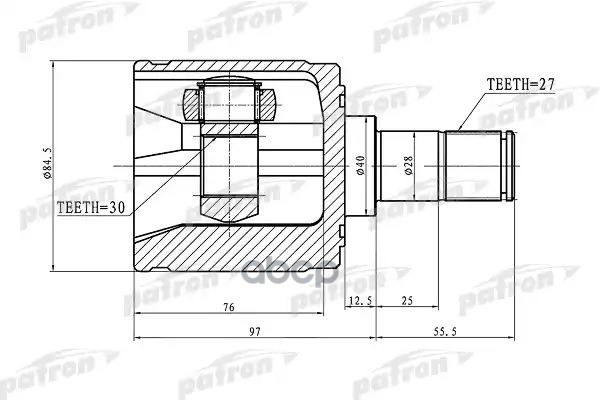 Шрус Внутренний Левый 27X40x30 Honda Accord Cl/Cn/Cm 02-08 PATRON арт. PCV1340