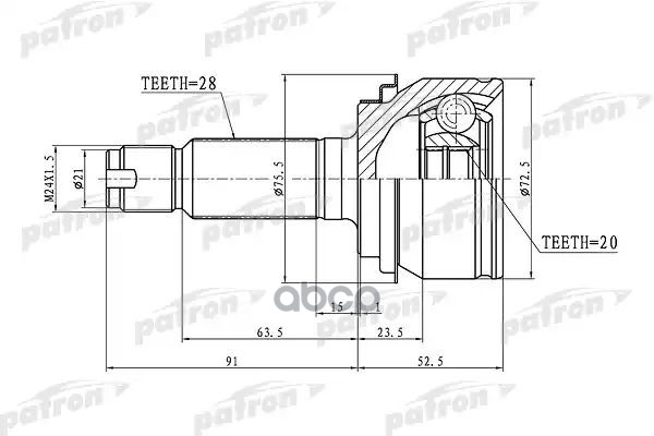 Шрус Наружный Задний 28X29.4x20 Honda Cr-V Re3/Re4 07- PATRON арт. PCV1343