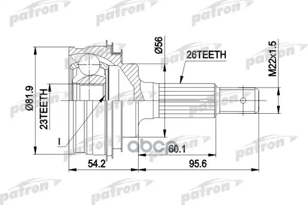 Шрус Наружн К-Кт 26X56x23 Toyota: Carina E 1.6 92-97, Corolla 1.6/2.0D 92-95, 1.4/1.6 97-00 PATRON арт. PCV1346