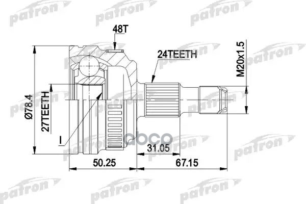 Шрус Наружн К-Кт 24X57x27 Abs:48t Mercedes-Benz: A-Class W168 Ркпп 1.4/1.6/1.6Cdi/1.7Cdi 97-, С Abs 48 PATRON арт. PCV1367