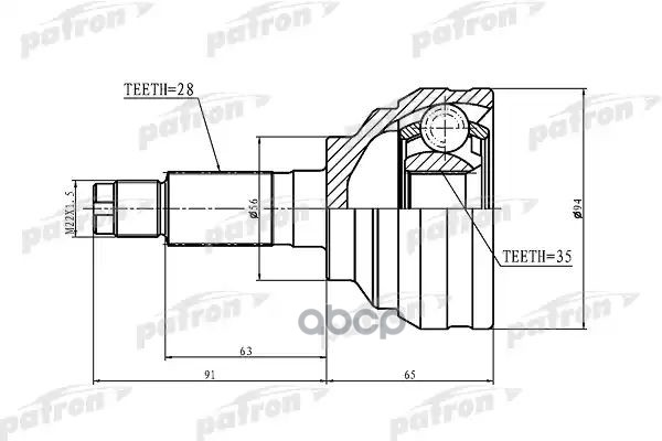 Шрус Наружный 28X56x35 Mazda Mpv Lw3w 03-06 PATRON арт. PCV1369