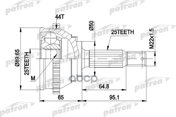 Шрус Наружн К-Кт 25X50x25 Abs:44t Hyundai: Lantra Ii 95 - 00, Lantra Ii Wagon 96 - PATRON арт. PCV1370