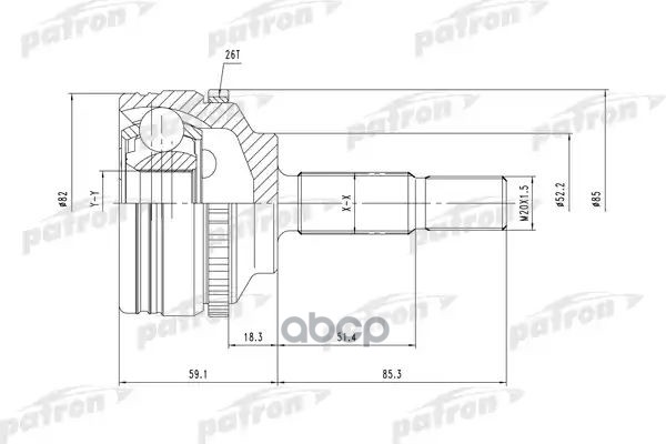 Шрус Наружн К-Кт 21X52.2x30 Abs:26t Renault: Clio Ii 98-, Kangoo 97- PATRON арт. PCV1378