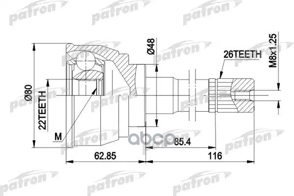 Шрус Наружн К-Кт 26X48x22 Suzuki: Vitara 88 - 98, Vitara Cabrio 88 - 99 PATRON арт. PCV1380