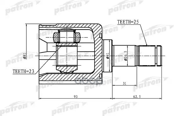 Шрус Внутренний 25X41x23 Mitsubishi Carisma Da 95-03 PATRON арт. PCV1384