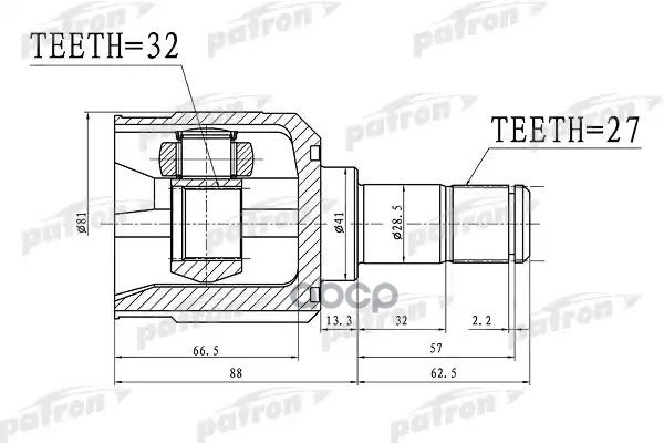Шрус Внутренний 27X41x32 Mitsubishi Eclipse Spyder Dk2a Usa 06- PATRON арт. PCV1390