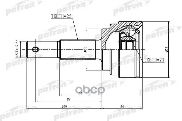 ШРУС наружный 25x55x21 NISSAN ALMERA N16 (UKP) 03-06  PCV1408 PATRON арт. PCV1408