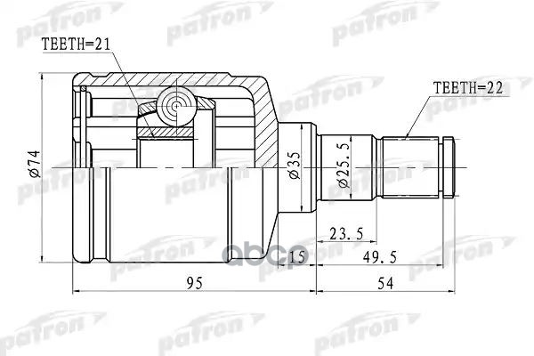 Шрус Внутренний Левый 22X35x21 Suzuki Baleno/Esteem Sy413/Sy415/Sy416/Sy418/Sy419 95-01 PATRON арт. PCV1424