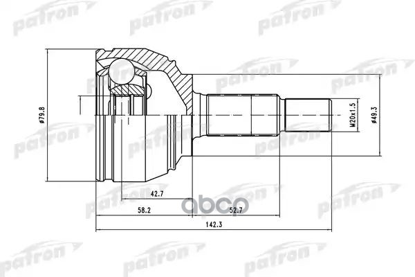 ШРУС наружн к-кт PCV1443 PATRON арт. PCV1443