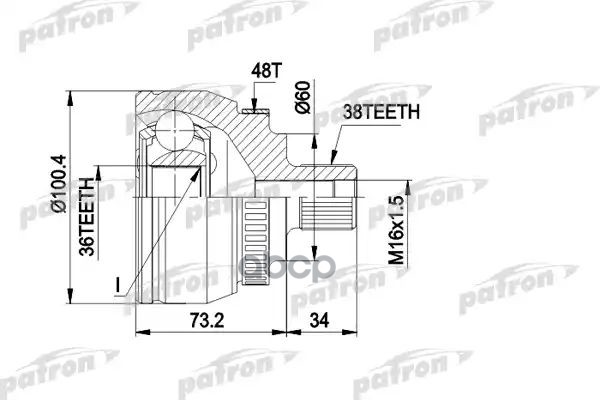 Шрус Наружн К-Кт Vw: Sharan 95-, 00-, Ford: Galaxy 95-, 00-, Seat: Alhambra 96-, 00-, С Abs 48 PATRON арт. PCV1444