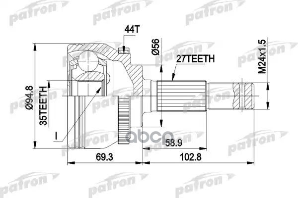Шрус Наружн К-Кт 27X56x35 Abs:44t Nissan: Primera 02 -, Primera Универсал 02 - PATRON арт. PCV1445