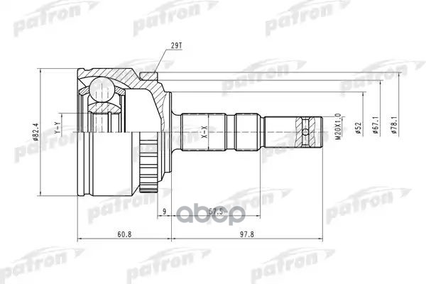 Шрус Наружн К-Кт 22X52x23 Abs:29t Opel: Corsa C/Meriva 03- PATRON арт. PCV1451