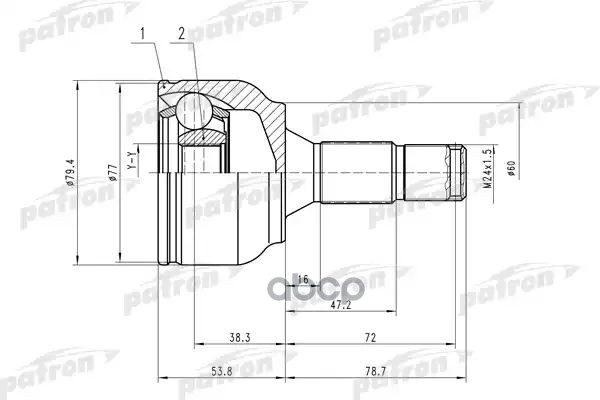 Шрус Наружн К-Кт Pcv1456 PATRON арт. PCV1456