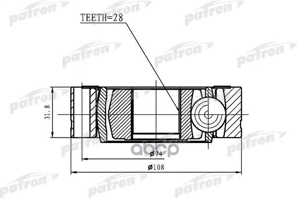 Шрус Внутренний 28X108 Volkswagen Transporter T5 03- PATRON арт. PCV1461