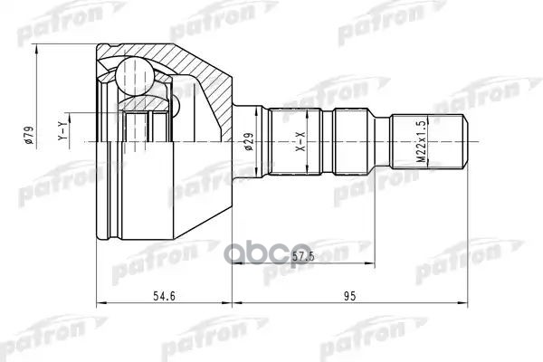 ШРУС наружн к-кт 33x53x22 OPEL  Astra H/Zafira B 1.4/1.6 16V 04- PCV1504 PATRON арт. PCV1504