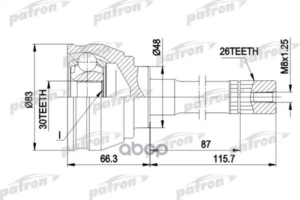 Шрус Наружн К-Кт 26X48x30 Suzuki: Grand Vitara 98 -, Vitara 88 - 98, Vitara Cabrio 88 - 99 PATRON арт. PCV1540