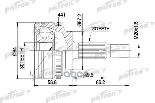 Шрус Наружн К-Кт 23X57.5x30 Abs:44t Renault: Kangoo 1.2 16V/1.5 Dci/1.5 Dci/1.5 Dci 97-, Megane Classic1.9 D/1.9 Tdi/1.9Dci/1...