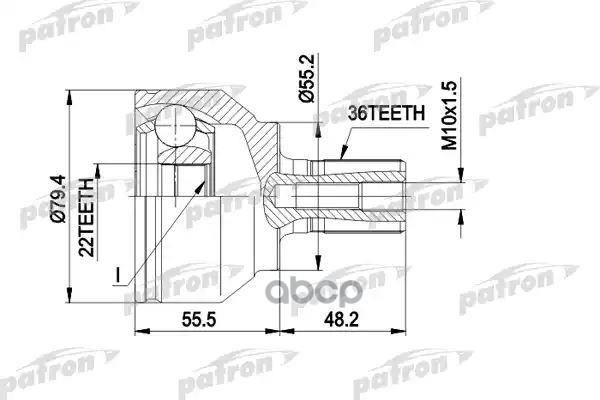 Шрус Наружн К-Кт 36X55.2x22 Mazda: 3 10.03- PATRON арт. PCV1603
