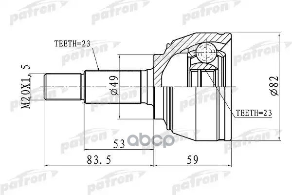 Шрус Наружн 23X49x23 Nissan: Micra/Note 1.5Dci 05> PATRON арт. PCV1667