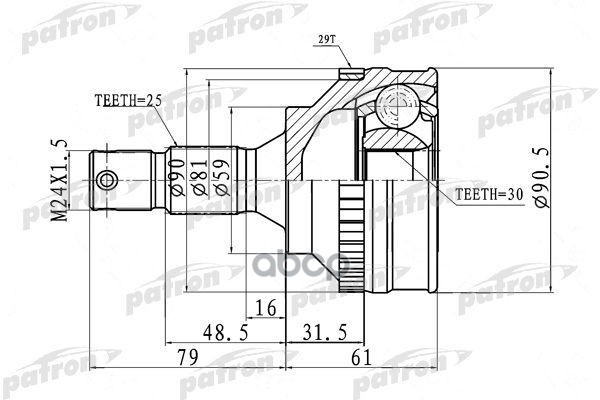 Шрус Наружный С Кольцом Abs 25X59x30 Abs:29t Lifan Breez 1.3 PATRON арт. PCV1717