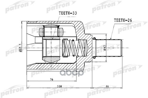 Шрус Внутренний Левый 26X43x33 Renault Duster 11- PATRON арт. PCV1727