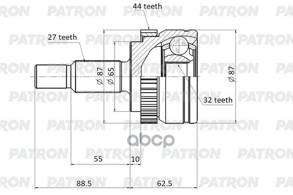 Шрус Наружный 27X65x32  Abs:44t Renault: Espace Iii 96-00 PATRON арт. PCV1732