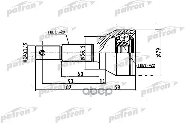 ШРУС наружный 29X56.1X22 NISSAN JUKE F15 10- PCV1743 PATRON арт. PCV1743