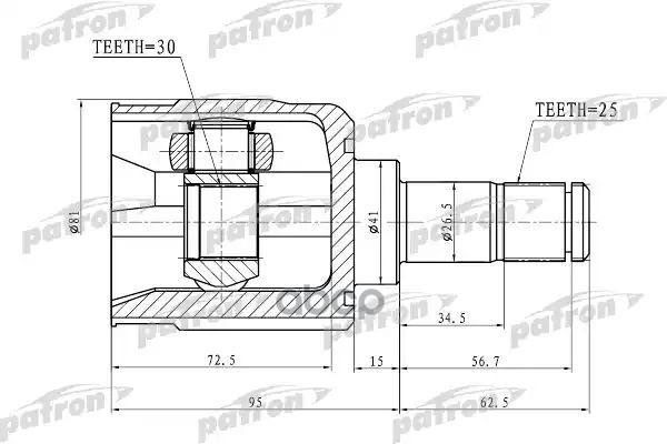 Шрус Внутренний 25X41x30 Mitsubishi Lancer/Mirage Ck 95-00 PATRON арт. PCV1746