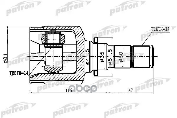 Шрус Внутренний Левый 28X35x24 Mazda 3 Bk 03-08 PATRON арт. PCV1747