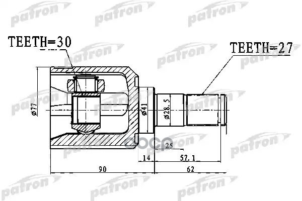 ШРУС внутренний 27X41X30 MITSUBISHI GALANT EA3AEA8A USA 96-03 PCV1760 PATRON арт. PCV1760