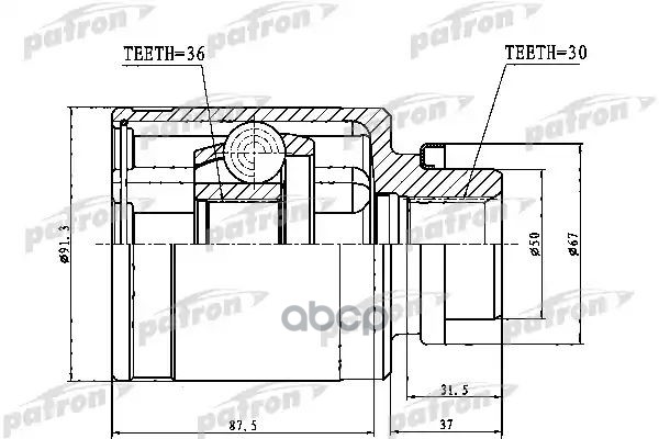 ШРУС внутренний правый 30X50X36 NISSAN MURANO Z50 02-07 PCV1762 PATRON арт. PCV1762