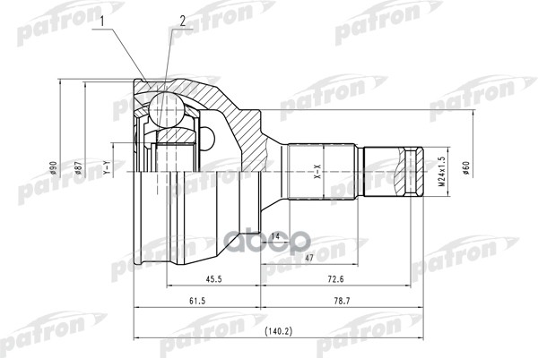 Шрус Наружн К-Кт [A:25, B:25, D:90] Peugeot: 306/405/406, Citroen: Berlingo 1.8 PATRON арт. PCV2038