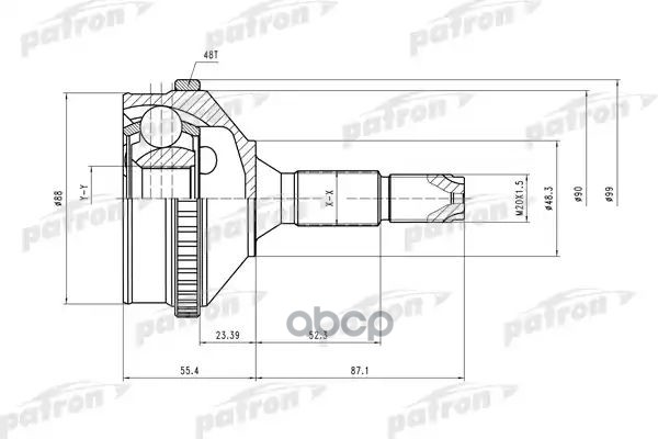 Шрус Наружн К-Кт [A:21, B:34, C:48.5] Peugeot: 206 At 02- PATRON арт. PCV2056
