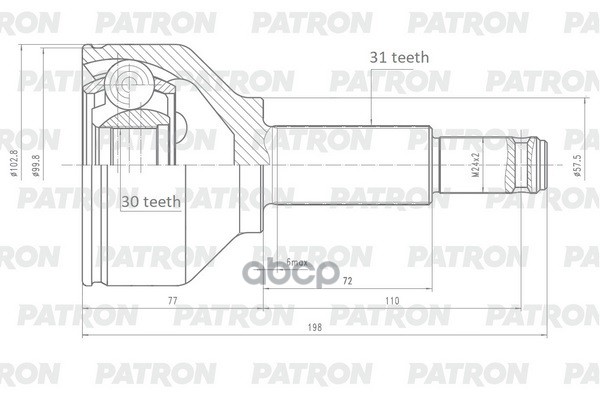 ШРУС наружный 31X57X30 FORD Transit 2014- (TTG) PCV2149 PATRON арт. PCV2149