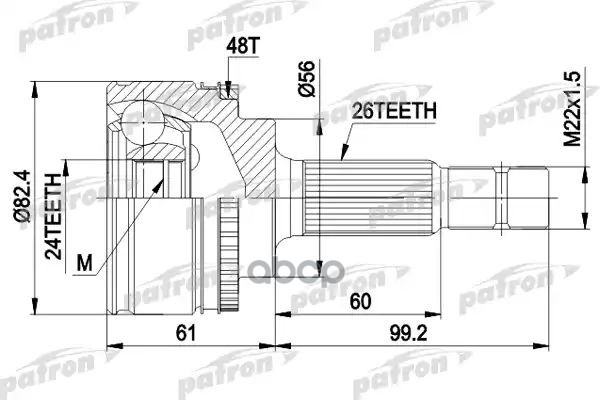 Шрус Наружн К-Кт 26X56x24 Abs:48t Toyota: Avensis 99-03, Avensis Liftback 99-03, Avensis Station Wagon 99-03, Avensis Verso 0...