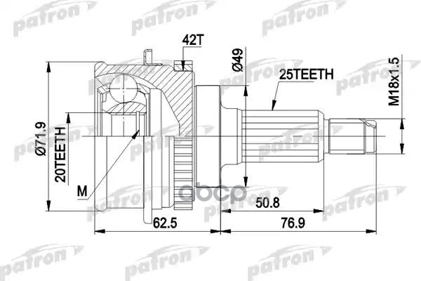 Шрус Наружн К-Кт 25X49x20 Suzuki: Baleno 1.6I 16V 01/98- PATRON арт. PCV3538