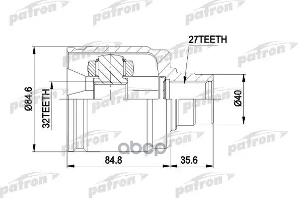 Шрус Промежут. К-Кт [A:27, B:32, D:83.5] Honda: Prelude 92-96 2.2L Vtec 2.3 M/T D/S PATRON арт. PCV4016