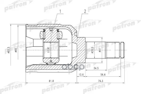 Шрус Внутр К-Кт [A:25, B:23, D:41] Hyundai: Sonata 01- PATRON арт. PCV5008