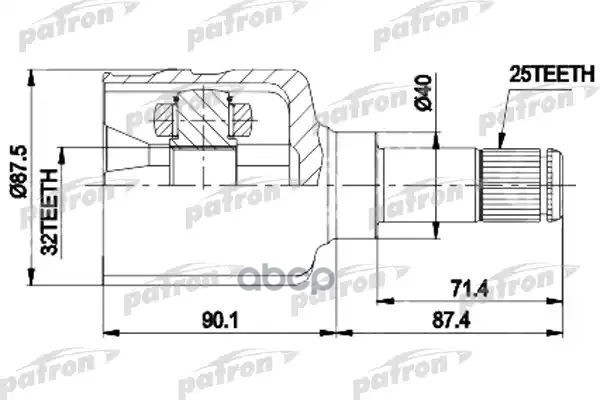 Шрус Внутр Лев К-Кт 25X40x32 Empi 87-9536, Chrysler:town&Country, Voyager 96-05 Dodge:caravan 96-05 PATRON арт. PCV9536