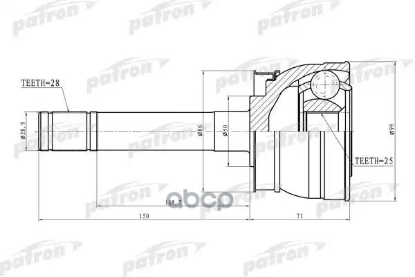 Шрус Наружн Infiniti: Qx4 02-03  Nissan: Frontier 02-04, Pathfinder 90-01, Xterra 02-04 PATRON арт. PCV9721