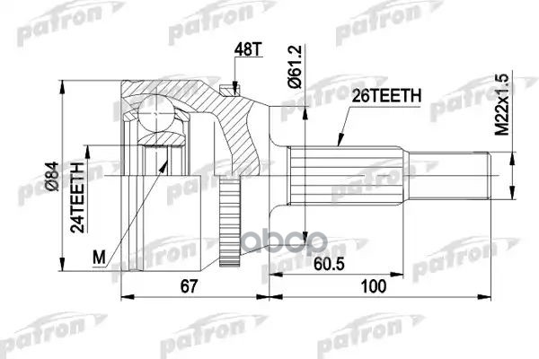 Шрус Наружн К-Кт 26X56x24 Abs:48t Toyota: Camry, Solara 02-05 PATRON арт. PCV9791