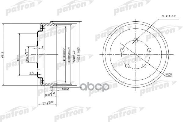 Барабан Тормозной Задн. Dodge: Neon 95-05  Plymouth: Neon 95-01  Chrysler: Neon 00-02 PATRON арт. PDR1001
