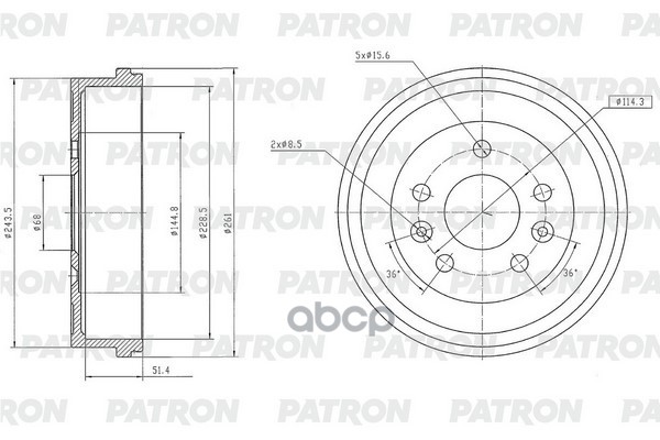 Барабан тормозной 44 1,2 PDR1013 PATRON арт. PDR1013