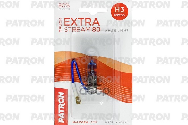 Лампа Галогенная Блистер 1Шт H3 24V 70W 3500K Pk22s Truck Extra Stream 80 (+80% Яркости, Белый Свет, +40М Светового Потока) С...