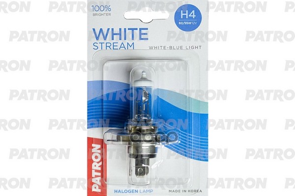 Лампа Галогенная Блистер 1Шт H4 12V 60/55W 3800K P43t-38 White Stream (+100% Яркости, Яркий Белый Свет, +50М Светового Потока...