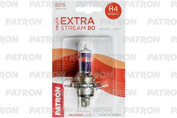 Лампа Галогенная Блистер 1Шт H4 24V 75/70W 3500K P43t-38 Truck Extra Stream 80 (+80% Яркости, Белый Свет, +40М Светового Пото...