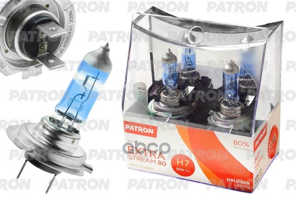 Комплект Галогенных Ламп Коробка 2Шт H7 12V 55W 3500K Px26d Extra Stream 80 (+80% Яркости, Белый Свет, +40М Светового Потока)...