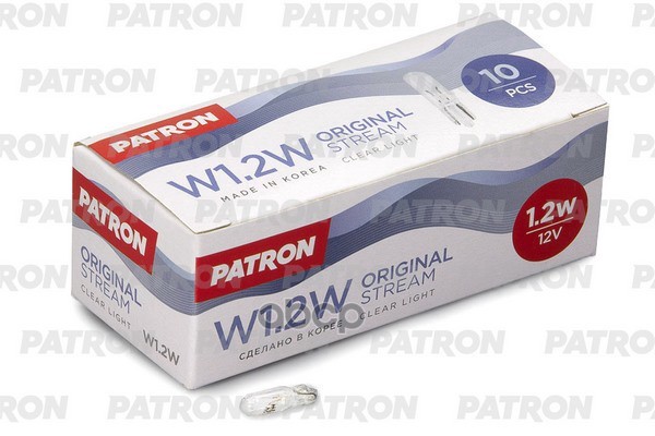 Лампа накаливания (10шт в упаковке) W1,2W 12V 1,2W W2X4,6d Original Stream (оригинальные параметры) PATRON арт. PLT51212