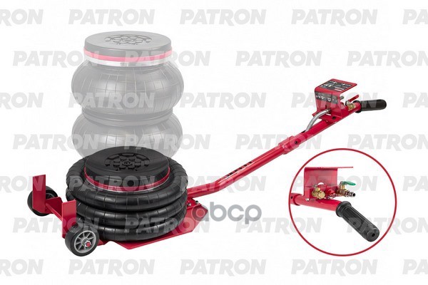 Домкрат Пневматический 3,5 Т, Подкатной, 6-12 Bar, H Min 135 Мм, H Max 450 Мм, 3 Подушки D=255 Мм PATRON арт. P-YHQD-3WT-270B