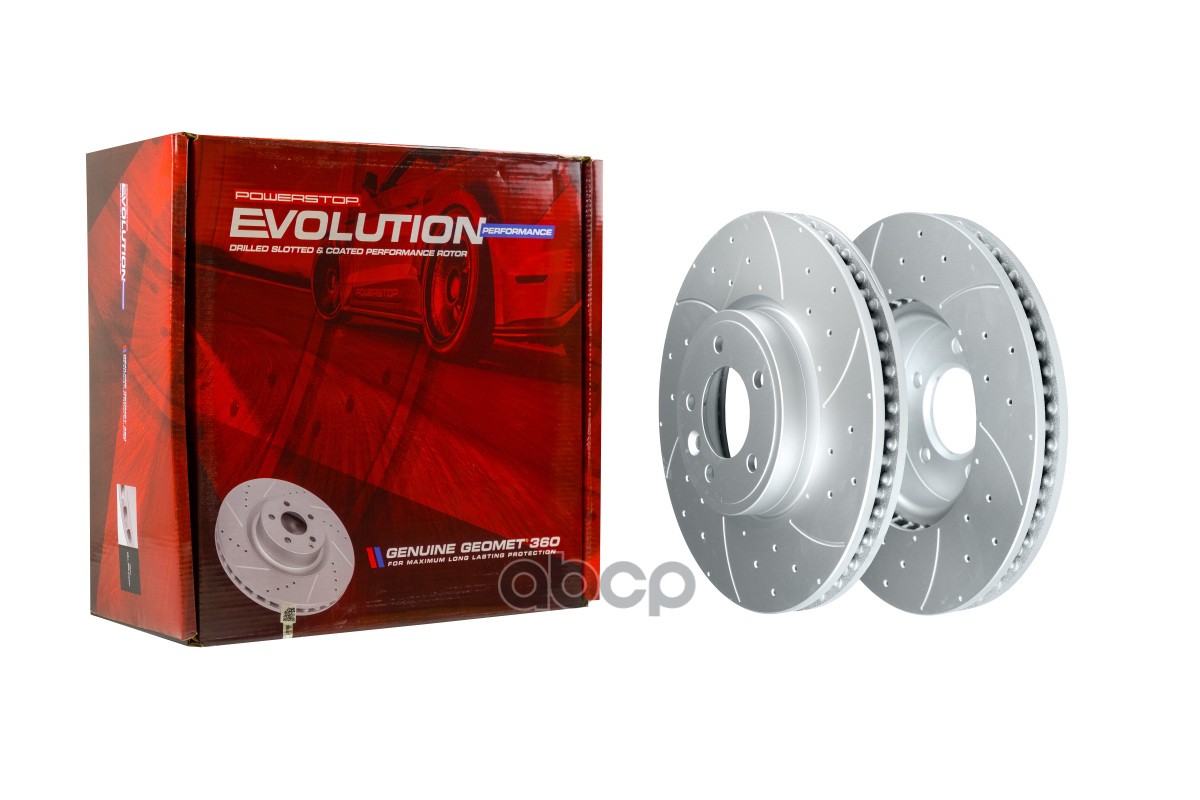 Передний тормозной диск Evolution с перфорацией и насечками, в покрытии GEOMET EBR1690 POWER STOP арт. EBR1690